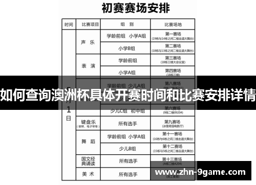 如何查询澳洲杯具体开赛时间和比赛安排详情 如何查询澳洲杯具体开赛时间和比赛安排详情